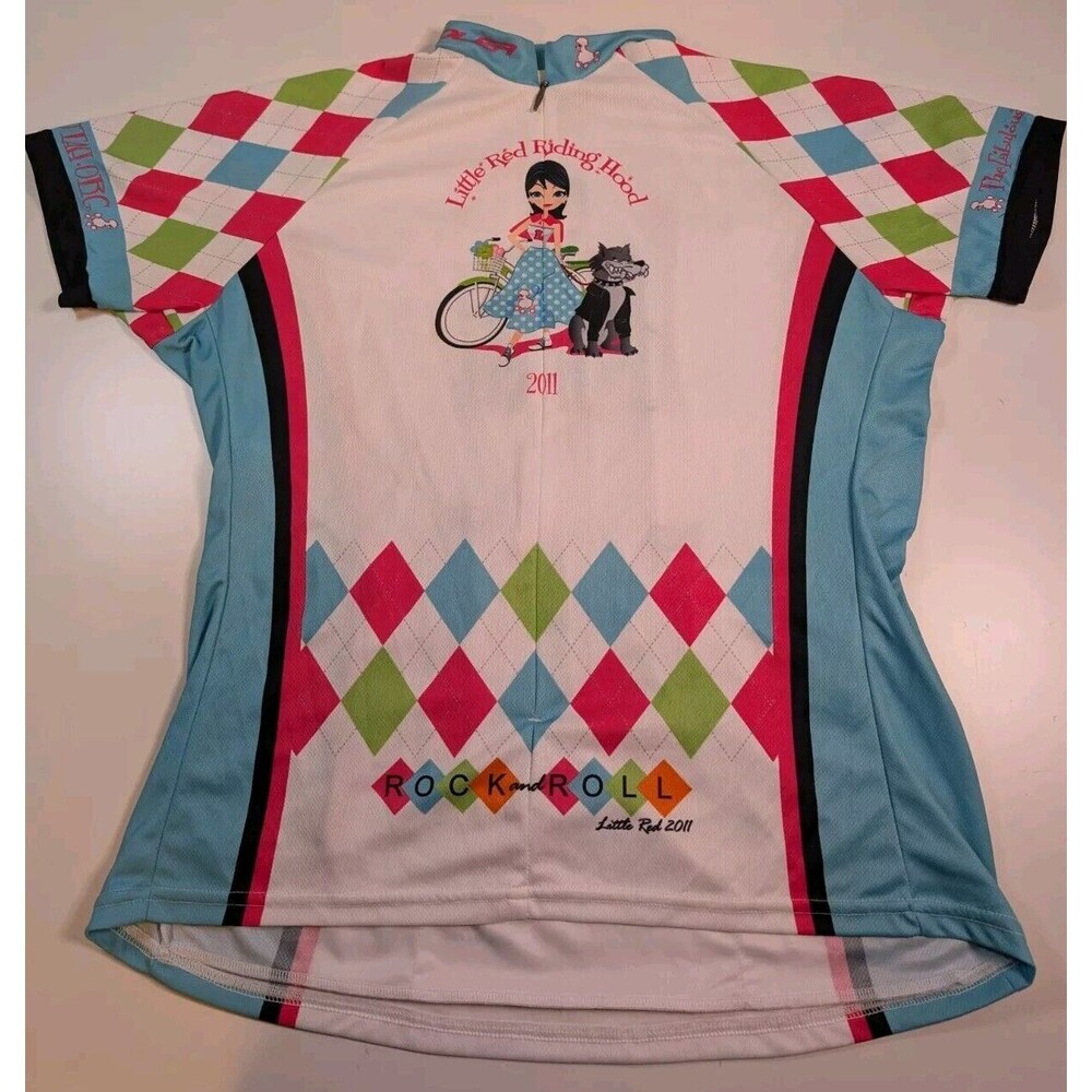 Voler Womens XL White Short Sleeves Little Red Riding Hood Bike Cycling Jersey